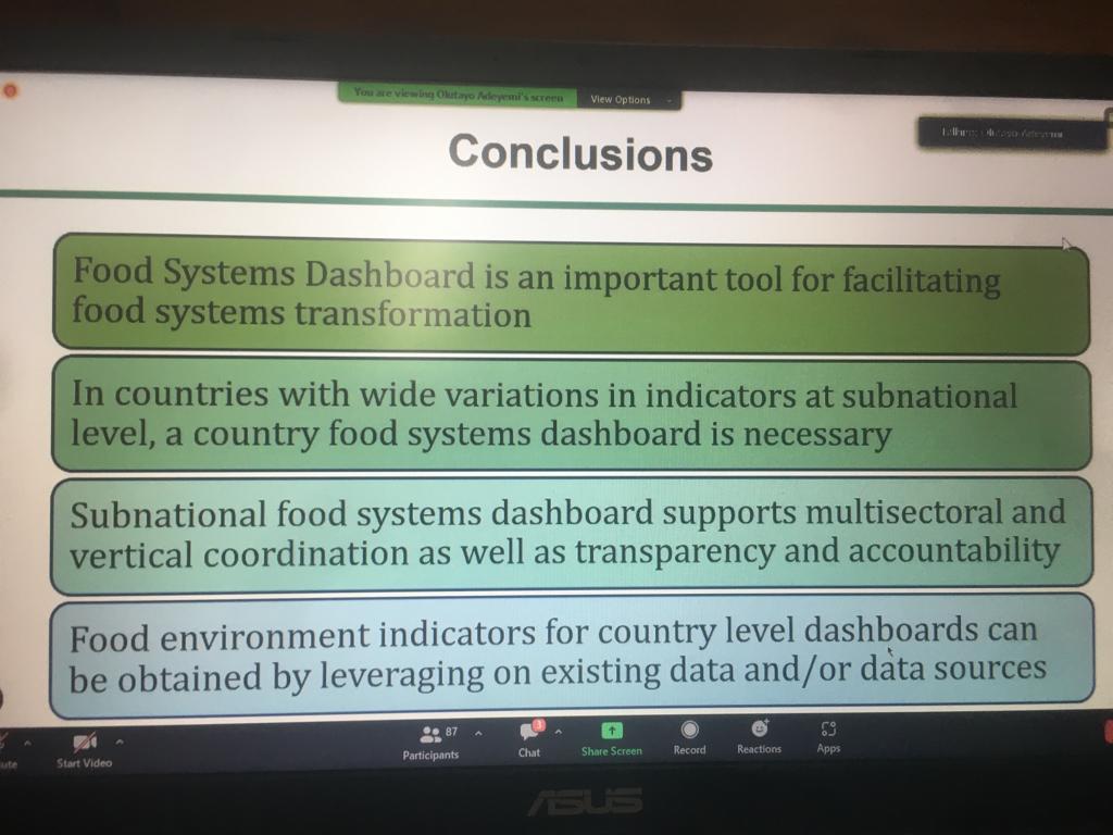 #TeamNigeria(Rebecca and Adeyemi) shared insights on Nigeria's food system dashboard & food environment indicators