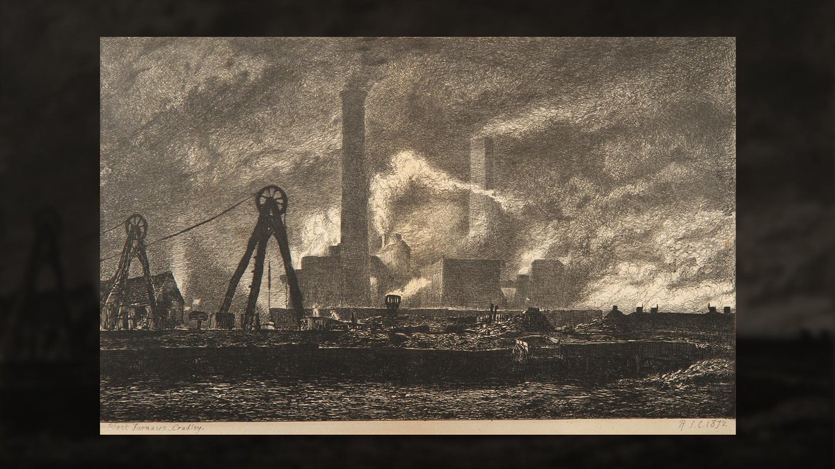 Check out the remarkable #art 'Blast Furnaces, Cradley, Staffordshire' by Richard Samuel Chattock from @rbsagallery x Vieunite. 🎨 

Available on the Vieunite app and perfect for your Textura #digitalcanvas, capturing the glow of Cradley's blast furnaces against a smoky sky. ☁️