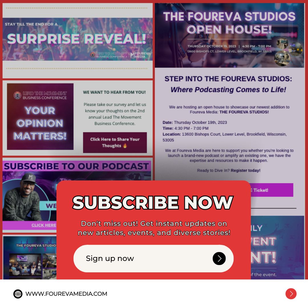 🌟 Elevate your experience with us, a proudly minority-owned company! Subscribe for exclusive updates, content, and early access to events.

Join us at fourevamedia.com/?utm_source=tw… (Link also in Bio)

Together, we're rewriting the narrative! 💫🌟

#SubscribeToday