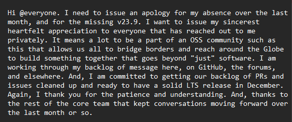 sanicframework's tweet photo. We're skipping v23.9 release this year and going straight to v23.12. Full message from @AdmHpkns 👇

#PythonSanic #Python #Webserver #WebDev #WebDevelopment https://t.co/Fwc5OSC3nG