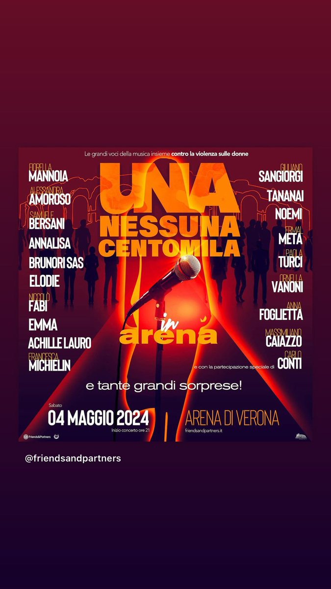 #UnaNessunaCentomila #ArenadiVerona
Il 4 maggio 2024