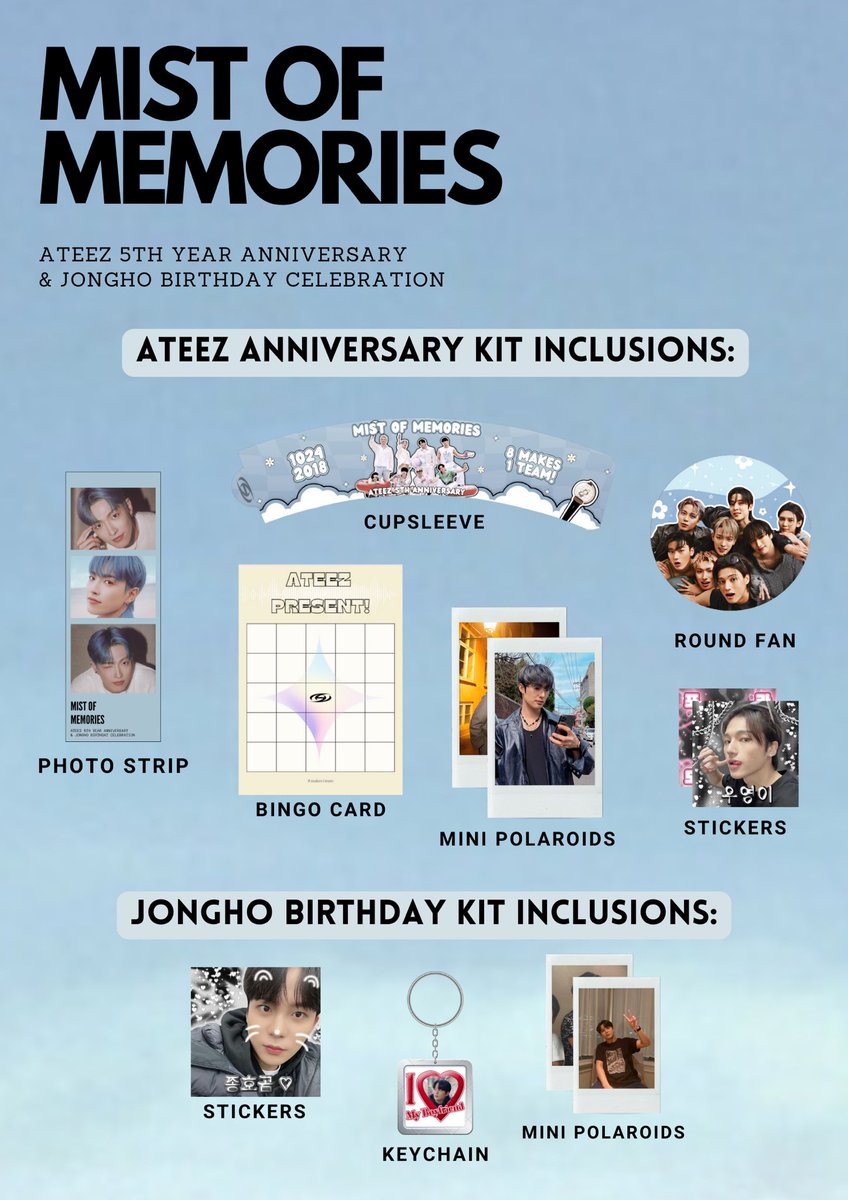MlSTOFMEMORIES's tweet photo. Hi, Atinys! Extra kits from our ATEEZ &amp; JONGHO Cup Sleeve Event are now available for PHP150. Click the link to order and for more details ◡̈ 

🖇️: https://t.co/dZX0AY8z6E

If you have any questions or concerns, our dms are open! 🩵 https://t.co/chGdJfZVUU
