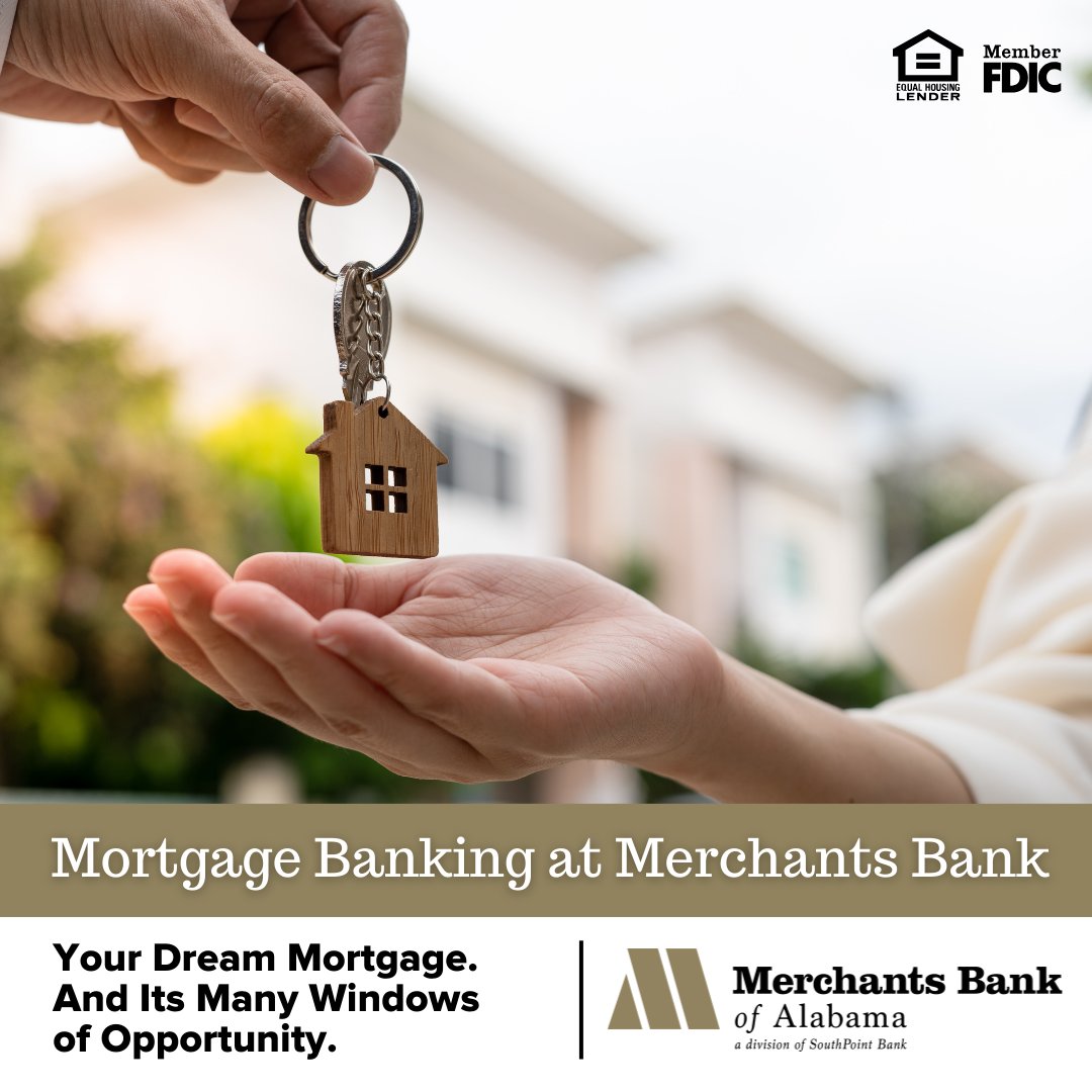 MerchantsBankAL's tweet photo. Merchants Bank of Alabama offers more ways to get in the door of your perfect home from where you are right now in your life with local mortgages designed with your needs in mind. 

Whether you are buying a house, want to downsize for more freedom, or add-on for more room, we have the home loan and mortgage lending products that fit your budget and your vision.

Our mortgage products come with more than competitive rates and terms. They come with the big advantage of a local Alabama mortgage lender. Your hometown lender has the power to make sure your loan is the right fit and the knowledge to make you at ease through the entire process. Once you move in there’s no need to move on to a new bank. You can refinance, capitalize on your equity or build your lake house with the lender you’ve built a great relationship with.

For more information, and to talk to someone from our team, visit https://t.co/echcVzEq5c