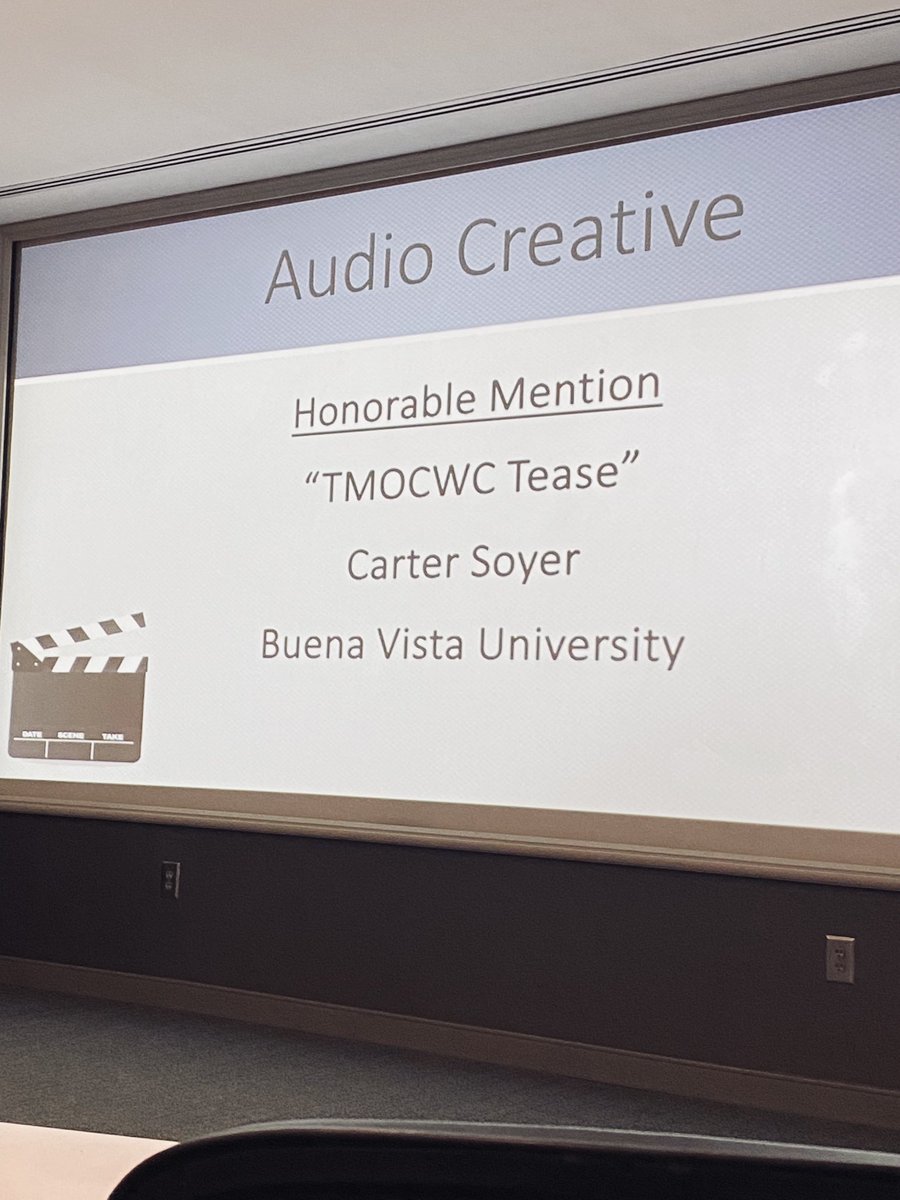 andreafrantz221's tweet photo. Congrats to ā¦@jtigges20ā© ā¦@thecolin05ā© & ā¦@cartersoy1ā© whose work was honored at the Ntl ā¦@collegemediaā© Film & Audio Festival. ā¦@BuenaVistaUnivā© was smallest school recognized & one of just 4 w/multiple wins. #DIGIProud ā¦@brianlenzmeier1ā© https://t.co/7DrQIC6Hap