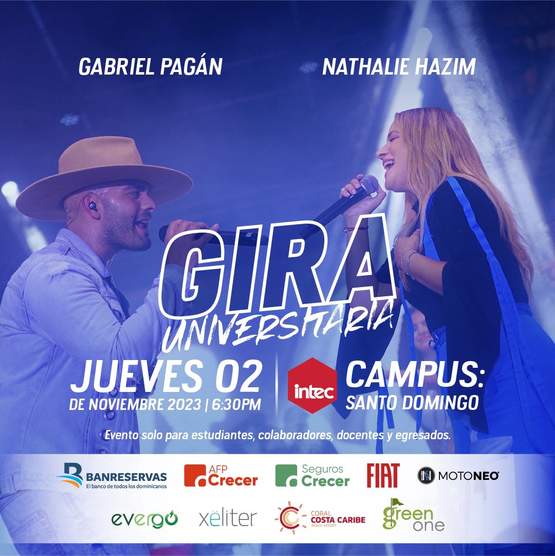 ¿Quiénes cantarán y bailarán con nosotros HOY en <a href="/intecrd/">INTEC</a>? 😜🫶🏼🎤 LOS VEO A LAS 6:30 PM #GiraUniversitaria