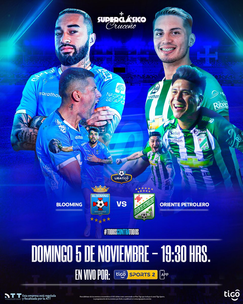 TigoSportsBol's tweet photo. ¡UN PARTIDO HISTÓRICO!🔥⚔️

Este domingo no te pierdas el Superclásico Cruceño EN EXCLUSIVA desde las 19:30 hrs, Blooming 🆚 Oriente se juegan el honor en los 90 minutos más intensos del fin de semana💥⚽️ https://t.co/nZ0jOPDrKo