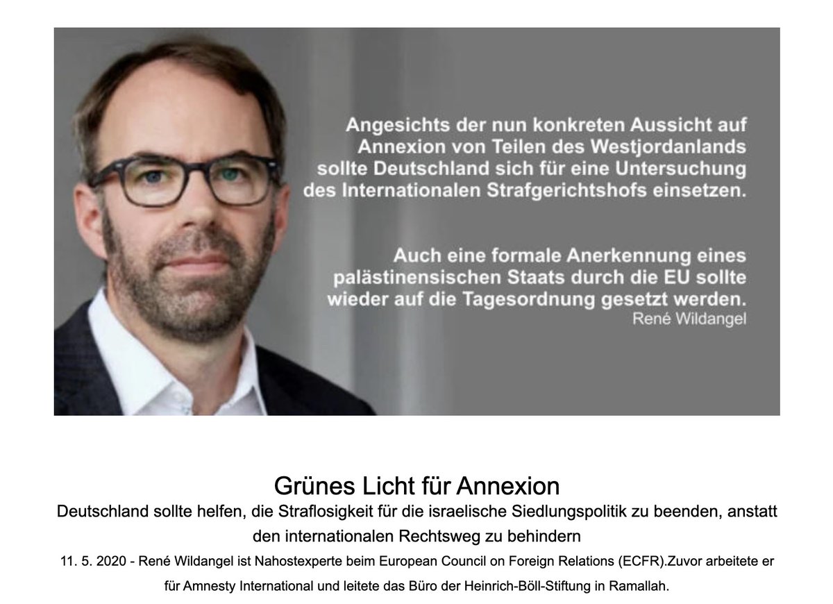 @srfnews 'vergisst' darauf hinzuweisen, dass ihr einseitig argumentierender Experte 'Wildnagel', der eigentlich 'Wildangel' heisst, unter anderem Leiter der grünen Heinrich-Böll-Stiftung in Ramallah war, die trotz Terrorlistung #PFLP  Vorfeldorganisationen förderte. @brenntr