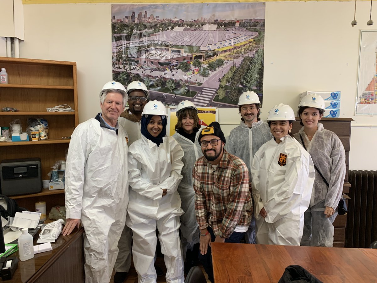 Ilhan's tweet photo. I had the chance to tour the Roof Depot building with the East Phillips Neighborhood Institute. I have been inspired to see the community coming together with a vision for this site, and I am excited to see the next steps for their innovative project. https://t.co/xn0wJduetR