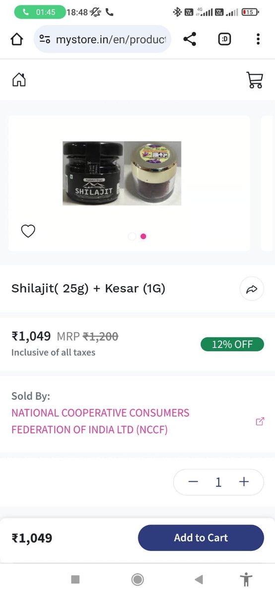 imChinmoy18's tweet photo. 100% Pure authentic Shilajit(25g) &amp; Kesar(1g) Combo sourced fm Kashmir farmers are  available at all ONDC Platform at Discounted Price of Rs 1049 Only with Free Shipping.
Checkout out #NCCF store or
Buy Now 🔗👉 https://t.co/sHutcwqkSD 
@ONDC_Official #BharatKaONDC #ONDCStore #ad https://t.co/jvHr5wxTnb