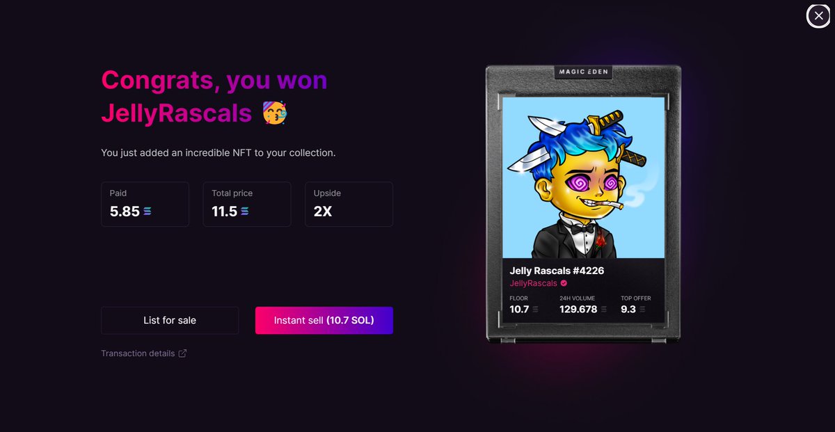 CorzoTwitch's tweet image. Just tried my luck on @MagicEden Lucky Buy for Jelly Rascals and won 2 back to back!!!  Rascals #12 and #13 LFG!!! Both have been upgraded to 100% straight away! Can't wait for the future!