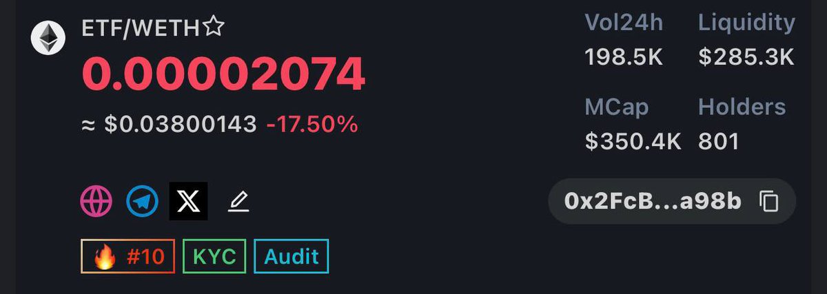 etf_token's tweet image. We are now trending on @dexview and Avedex!

We will keep on trending🚀

$ETF #ETF #altcoin $BTC #Bitcoin #crypto #cryptocurrency #trading #Blockchain #Core #Elon #ETH #bullrun #staking #ETH #ETHEREUM #launch #ETFLAUNCH