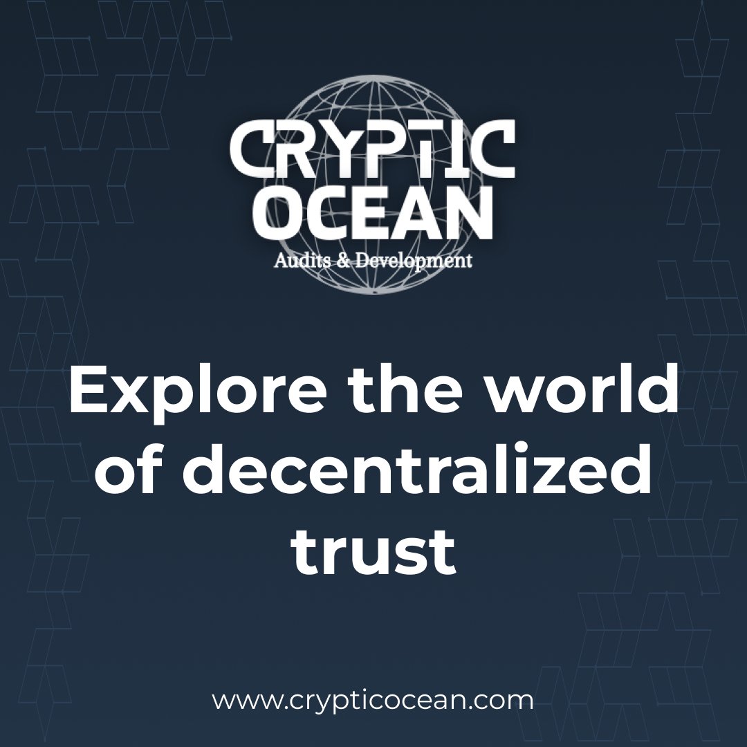 ocean_cryptic's tweet photo. Explore the world of decentralized trust

Cryptic Ocean Blockchain Audits &amp; Development
https://t.co/hZGASf6Q0V https://t.co/qX2NTOO1aA