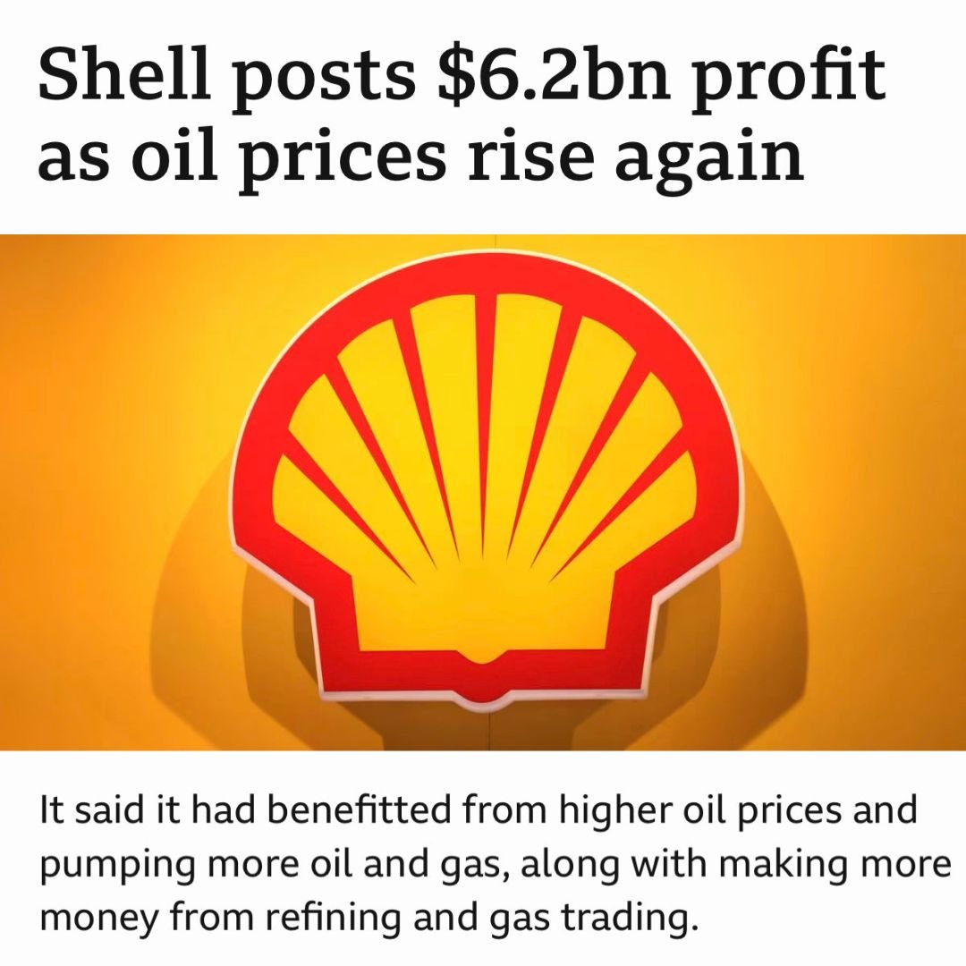 🚨BREAKING: Shell just reported $6.2 BILLION in profit for the last 3 months.

THREE. MONTHS.

Ordinary people shouldn’t be paying to fix the climate crisis. Big Oil should. #Fossilflation

Tell leaders to MAKE POLLUTERS PAY at #COP28 this fall >> act.gp/3G1rP5H