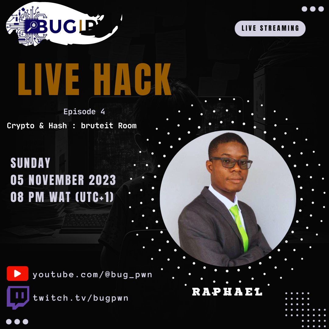 bug_pwn's tweet image. LiveHack ✨

Episode 4 : Crypto

Time Zone : West Africa Time (UTC+1)

Hacker : @AkaffouModeste 

#LiveHack #bugpwn #Hacking