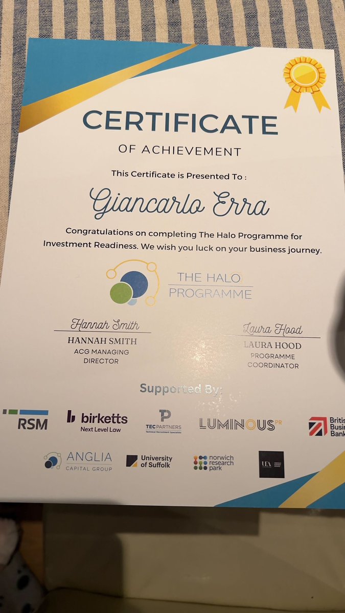 We completed the Halo programme! Not only did we win the audiences choice pitch but we also came second in the judges choice! We’re so proud of our CEO Giancarlo.