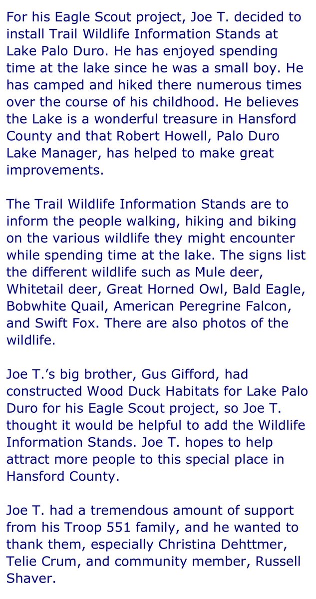 Gruver_ISD's tweet photo. There is an excellent article in the “High Plains Observer” regarding one of our own, Joe T. Gifford, and his great accomplishment of earning Eagle Scout! @hpocom #SuperJob
https://t.co/3E7g0KAN5T https://t.co/HFqcZNwuAm