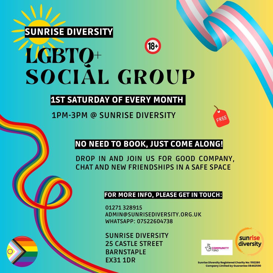 Come along to our centre in Barnstaple this Saturday afternoon, 4th November! A safe space for all local LGBTQ+ folk to meet others and have a cuppa in a relaxed environment. This month we will be joined by Citizens Advice Bureau to talk about their new Energy Outreach Project.