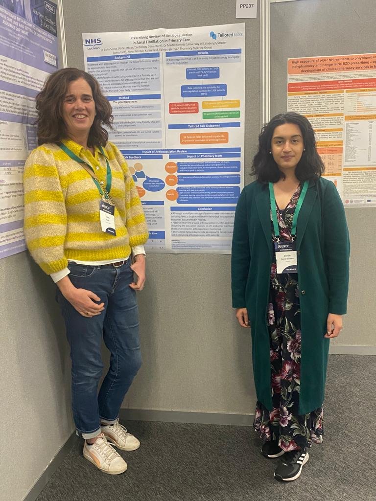 Our outstanding Edinburgh HSCP Pharmacy Team members Karen, Helene, Zainab and Mary Ann are sharing their work on a European stage this week at #ESPCAberdeen Proud to have you representing NHS Lothian Pharmacy & Medicines Service! #pharmacy #innovation #research