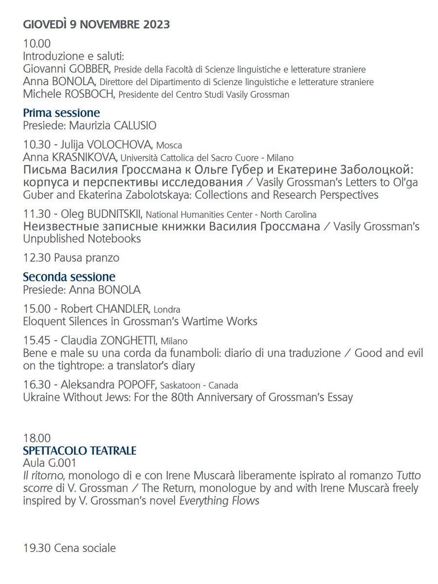 Nei giorni 9 e 10 novembre 2023, presso l'Università Cattolica del Sacro Cuore, avrà luogo la Quarta edizione delle "Giornate di studio grossmaniane".

Possibilità di seguire l'evento da remoto utilizzando il seguente link: 
us02web.zoom.us/j/82223319205