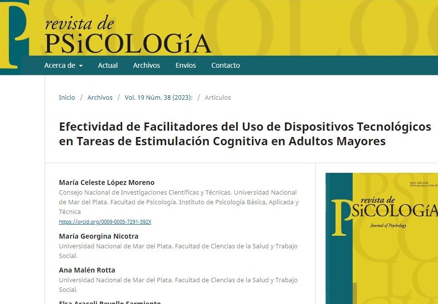 📜  I am happy to share with you my first paper! and also it is Open Acces 🆓! You can read it on the next link:  erevistas.uca.edu.ar/index.php/RPSI…
Also you can explore our web page for cognitive stimulation labpsi.mdp.edu.ar
#psy #NPS #OT #gerontechnology #ElderlyCare #cognition