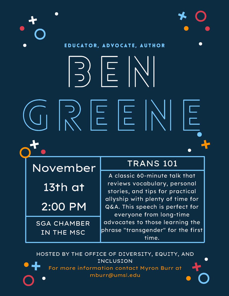 Join UMSL's Office of Diversity, Equity, &amp; Inclusion &amp; @umsltritonsunited in 2 weeks for this FREE  presentation. We will review vocabulary, personal stories, &amp; tips for practical allyship with plenty of time for Q&amp;A. #allyship#lgbtqia #transgenderawareness #umsltritonsunited