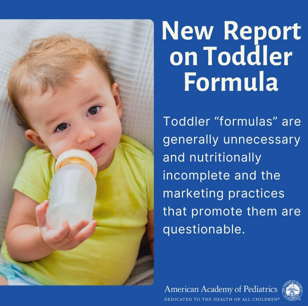 Important update on the usage of toddler formula! The American Academy of Pediatrics (AAP) has come out with research against its usage. 

Post Credit: American Academy of Pediatrics

 #AAP #AmericanAcademyOfPediatrics #ToddlerFormula #ChildHealth