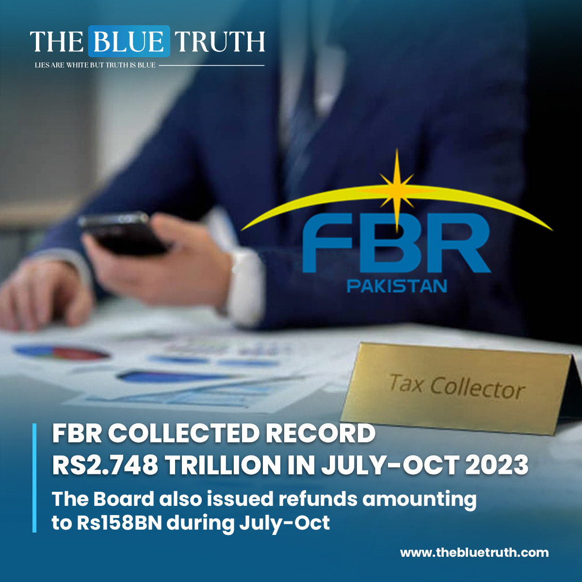FBR collected record Rs2.748 trillion in July-Oct 2023.
The Board also issued refunds amounting to Rs158BN during July-Oct

#FBR #Revenuecollection #economictargets #economicgrowth #FinancialUpdates 
 #tbt #TheBlueTruth
