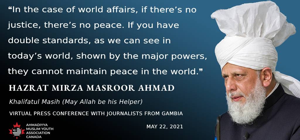 PresidentAMYA's tweet photo. Hazrat Khalifatul Masih V (May Allah be his Helper) - Head of the Worldwide Ahmadiyya Muslim Community warns world war is looming as world leaders complicit in the injustice of Israel-Palestine war.

#VoicesForPeace #IsraelPalestineWar #KhalifatulMasih #Ahmadiyya https://t.co/M0EA3ypqTH