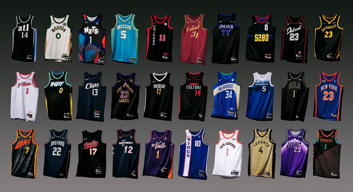 brkicks's tweet photo. Nike has officially unveiled this year’s ‘City Edition’ uniforms for all 30 NBA teams 👀 

What are your favorites? https://t.co/Zh9zqhwkhz