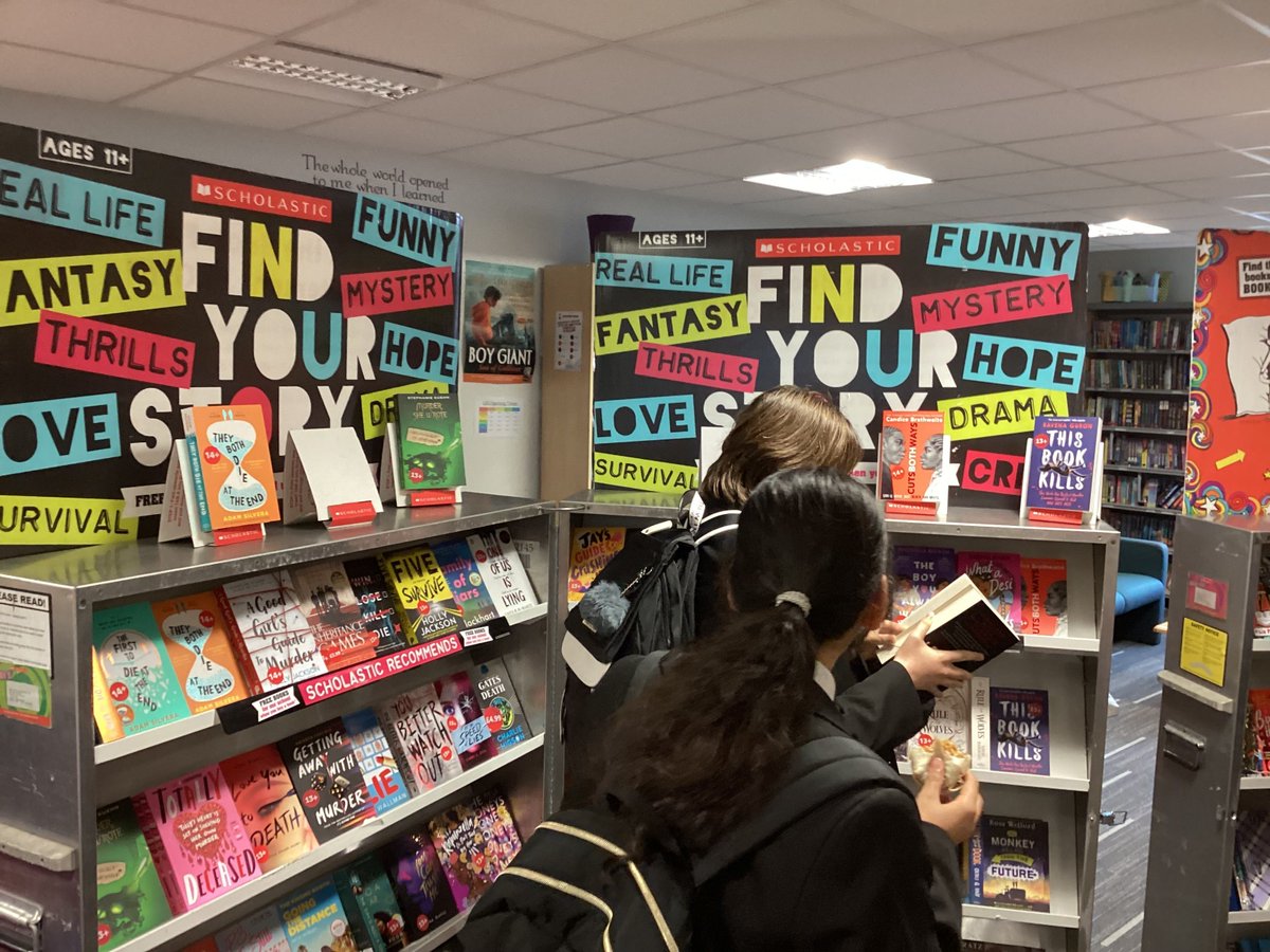 AdeyfieldSchool's tweet photo. Students have been busy exploring the new books at the book fair organised by our LRC. The book crates, which are here until 3 November, are full of exciting literature that can be purchased by card or pre-purchased vouchers from the Scholastic website. #literacywithoutlimits https://t.co/bZT0VJUVAe