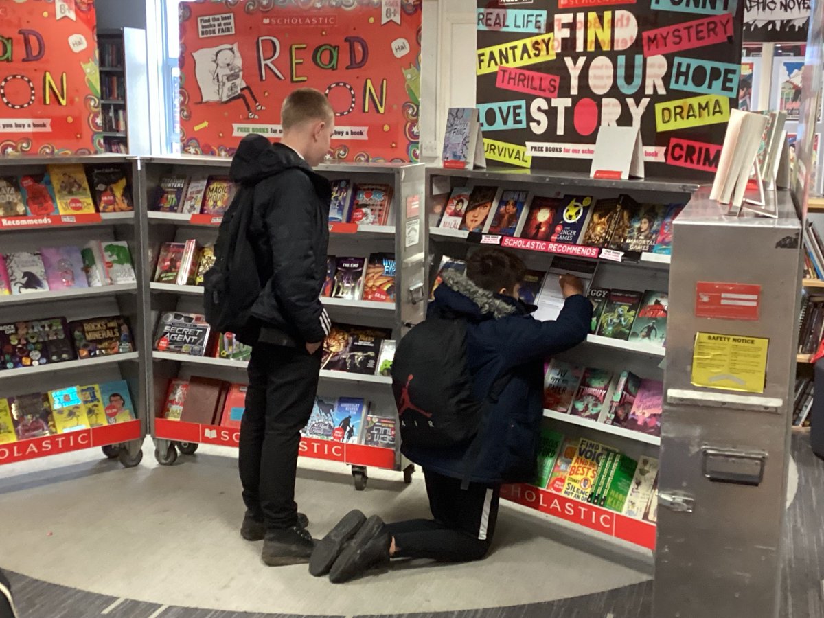AdeyfieldSchool's tweet photo. Students have been busy exploring the new books at the book fair organised by our LRC. The book crates, which are here until 3 November, are full of exciting literature that can be purchased by card or pre-purchased vouchers from the Scholastic website. #literacywithoutlimits https://t.co/bZT0VJUVAe