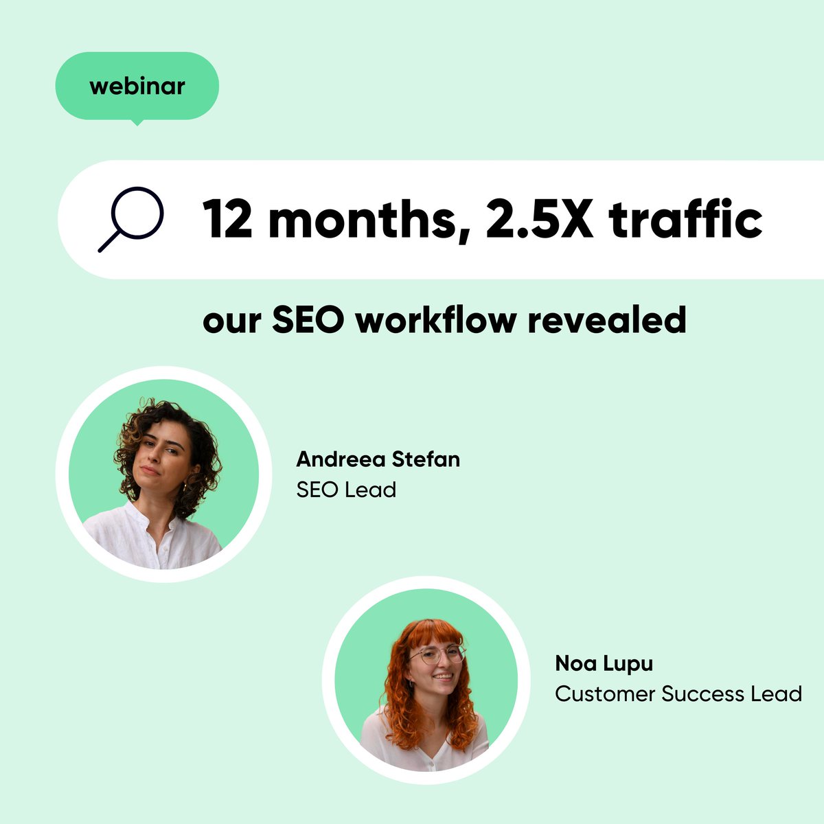 We're back with a new webinar where our SEO lead will offer an extensive view of our current SEO process, from keyword research and brief creation, content creation and review, to optimizing and publishing. 🌟 

Join us 👉 us02web.zoom.us/webinar/regist…