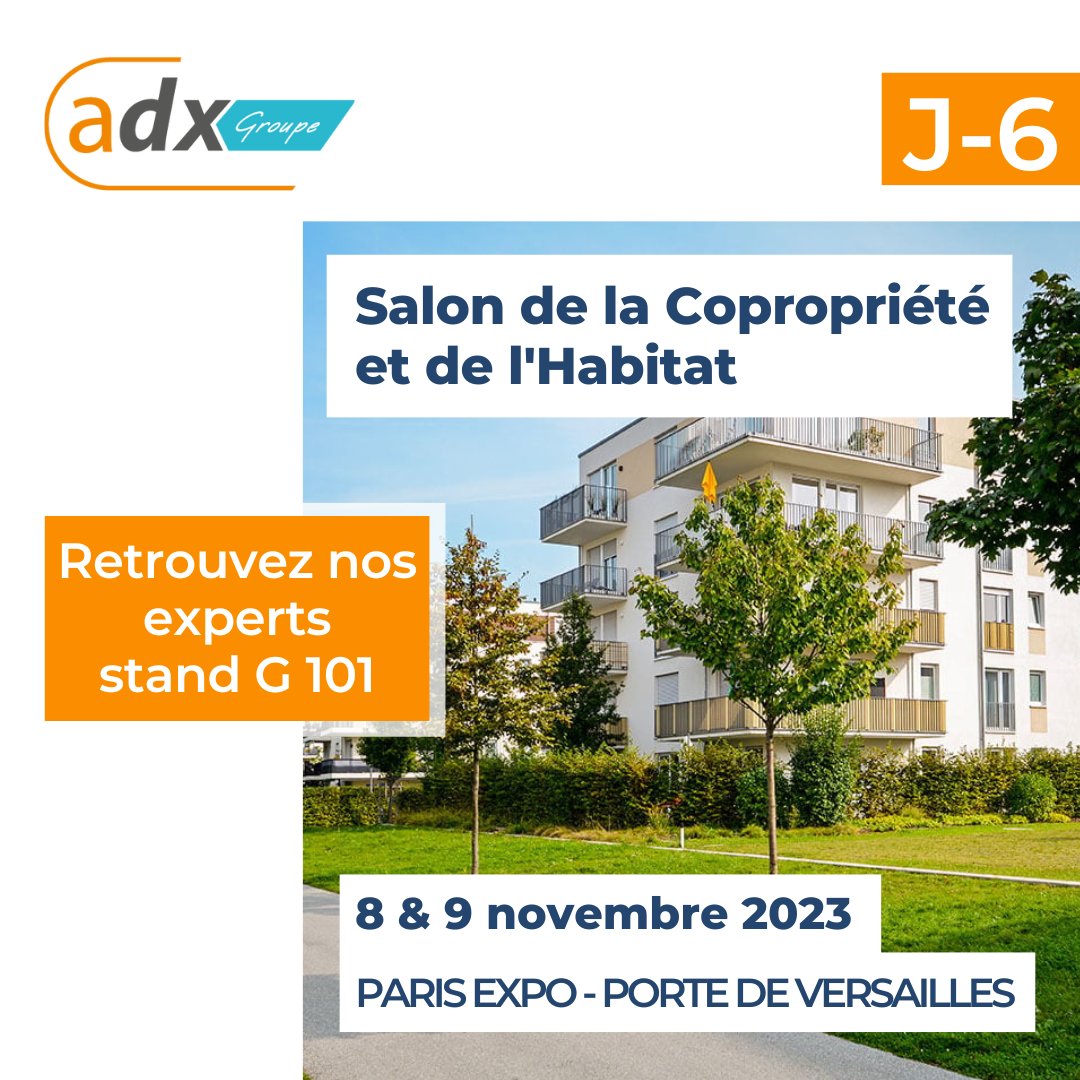 AdxGroupe's tweet image. 📣 J-6 avant le Salon Copropriété et Habitat 2023 ! Retrouvez-nous les 8 et 9 novembre à Paris Expo - Porte de Versailles sur le stand G101.
👉 Profitez de notre invitation gratuite avec le code AX64 : copropriete-habitat.com/inscription/ 

#adxgroupe #immobilier #salon #copropriété #habitat