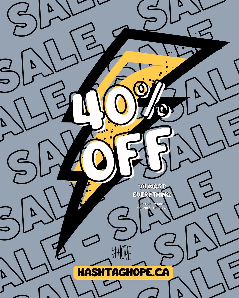 HashtagHopeCA's tweet photo. The "Almost Everything Is On Sale" Sale! 

40% off almost everything, sometimes more!

From Nov 1st to idk maybe like Dec 10th?

link in bio

Proceeds support Hashtag Hope programs and initiatives.

#hope #hashtaghope https://t.co/pwtueJAhHd