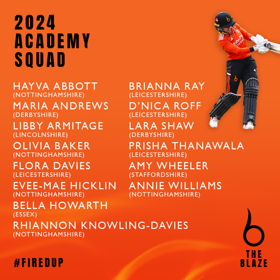 The Blaze Academy: 𝗖𝗹𝗮𝘀𝘀 𝗼𝗳 𝟮𝟬𝟮𝟰 Our 14-strong cohort for the next year 🙌 Player profiles ➡️ trentbridge.co.uk/news/2023/nove…  #CricketWithPurpose