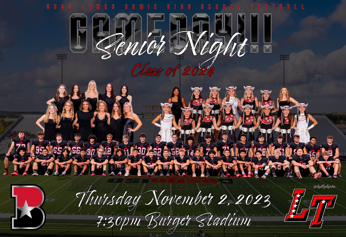 Bowie Football (@bowiedawgs) on Twitter photo GAMEDAY!!! It's Senior Night and the last game of the regular season. Tonight Bowie will host Lake Travis at Burger Stadium. Come out and support your Bulldawgs.
Go DAWGS!!!ππΎ
<a href="/AISDBowie/">Bowie High School</a> <a href="/hdfphoto/">HD Flores</a> <a href="/dctf/">Dave Campbell's β TexasFootball.com</a> <a href="/var_austin/">VAR</a> <a href="/Rickyprep/">Rick Cantu</a> #txhsfb GAMEDAY!!! It's Senior Night and the last game of the regular season. Tonight Bowie will host Lake Travis at Burger Stadium. Come out and support your Bulldawgs.
Go DAWGS!!!ππΎ
<a href="/AISDBowie/">Bowie High School</a> <a href="/hdfphoto/">HD Flores</a> <a href="/dctf/">Dave Campbell's β TexasFootball.com</a> <a href="/var_austin/">VAR</a> <a href="/Rickyprep/">Rick Cantu</a> #txhsfb