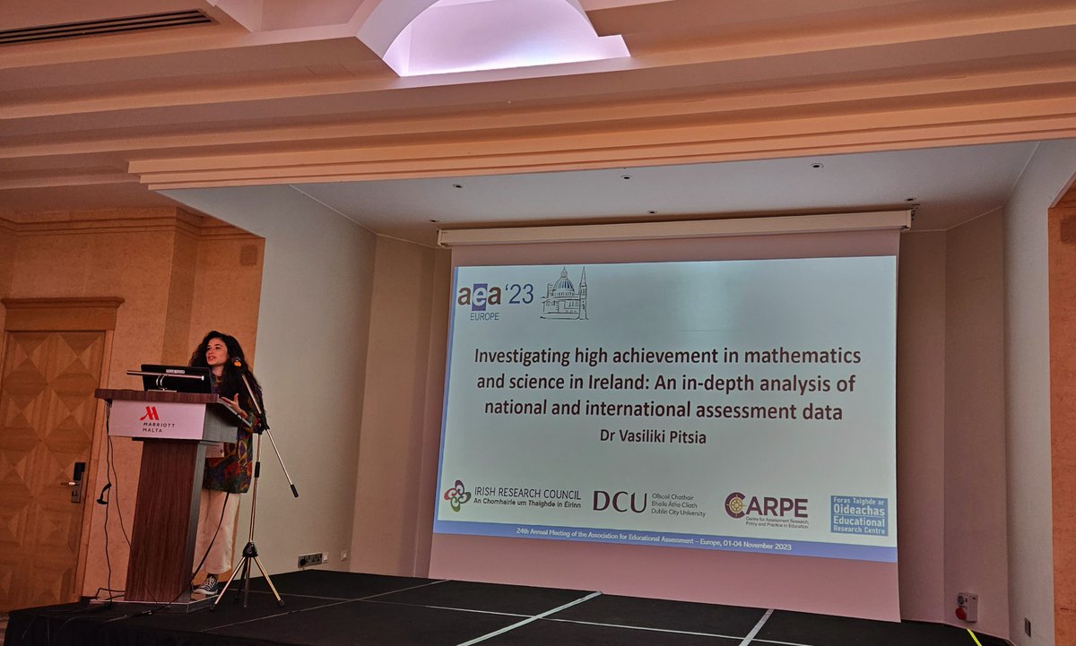 Congratulations to ERC's Vasiliki Pitsia (@VPitsia) for winning the AEA-Europe Kathleen Tattersall award and for giving an excellent keynote presentation on her PhD research at the AEA-E 2023 conference in Malta @AEAe_2000 @carpe_dcu @DCU_IoE