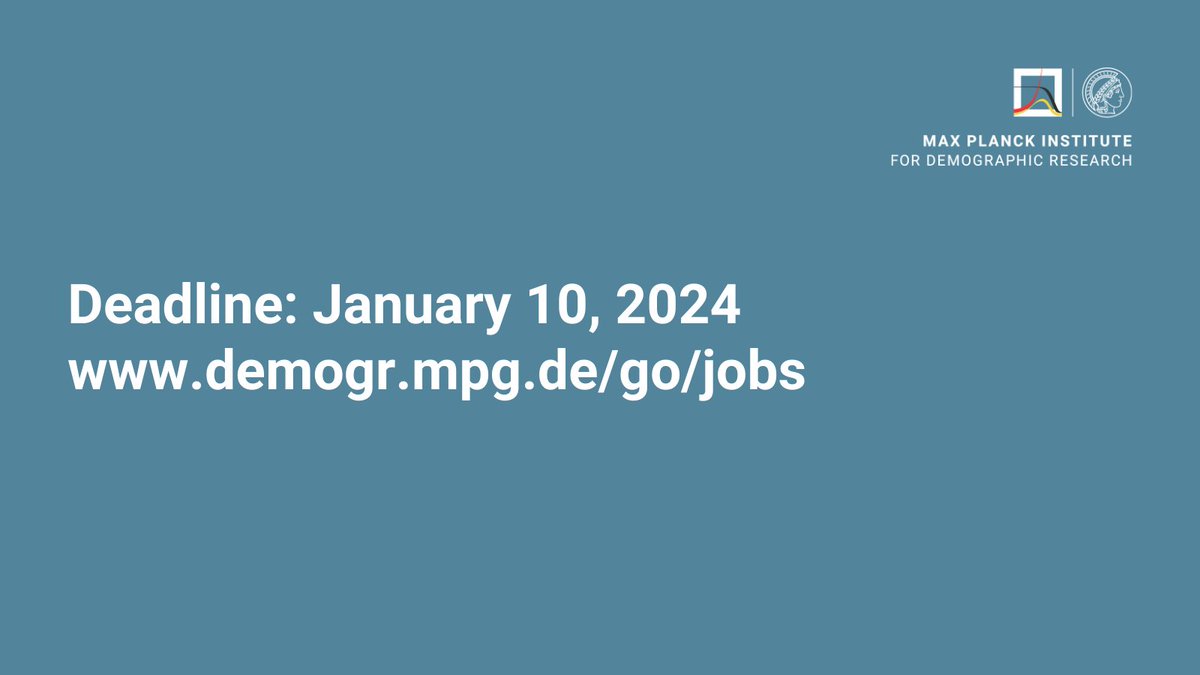 MPIDR (@mpidrnews) on Twitter photo 🚨!Call for Applications!🚨 <a href="/MPIDRnews/">MPIDR</a> invites applications for the Population & Social Data Science Summer Incubator Program. Mentors: <a href="/ezagheni/">Emilio Zagheni</a> <a href="/ugobas/">Ugofilippo Basellini</a> <a href="/Akbaritabar/">Aliakbar Akbaritabar, @akbaritabar.bsky.social</a> <a href="/ConteRisto/">Risto Conte</a> <a href="/kr_jisu/">Jisu Kim</a> <a href="/PerrottaDaniela/">Daniela Perrotta</a> <a href="/plantbayes/">Irena Chen</a> <a href="/theHauer/">Matt Hauer</a> & <a href="/monjalexander/">Monica Alexander</a>
👇demogr.mpg.de/en/career_6122… 🚨!Call for Applications!🚨 <a href="/MPIDRnews/">MPIDR</a> invites applications for the Population & Social Data Science Summer Incubator Program. Mentors: <a href="/ezagheni/">Emilio Zagheni</a> <a href="/ugobas/">Ugofilippo Basellini</a> <a href="/Akbaritabar/">Aliakbar Akbaritabar, @akbaritabar.bsky.social</a> <a href="/ConteRisto/">Risto Conte</a> <a href="/kr_jisu/">Jisu Kim</a> <a href="/PerrottaDaniela/">Daniela Perrotta</a> <a href="/plantbayes/">Irena Chen</a> <a href="/theHauer/">Matt Hauer</a> & <a href="/monjalexander/">Monica Alexander</a>
👇demogr.mpg.de/en/career_6122…
