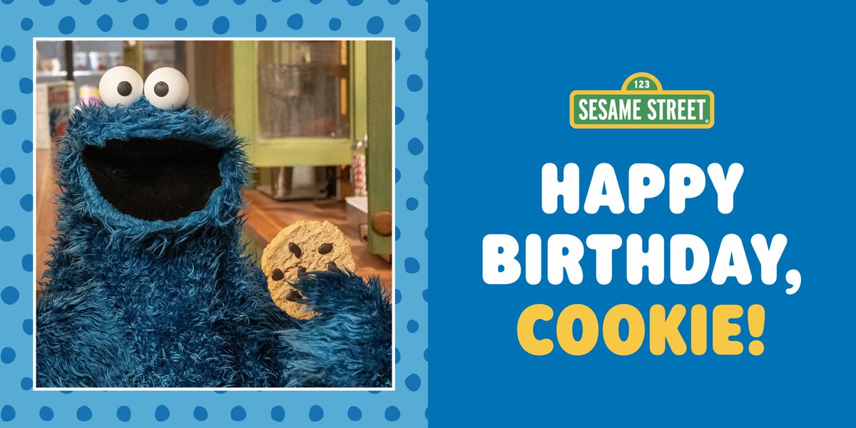sesamestreet's tweet image. Happy birthday, @MeCookieMonster! We hope you celebrate with all your friends on Sesame Street and with what you love most... COOKIES! #HBDCookieMonster