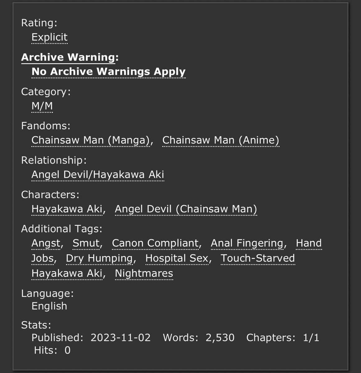 ❄️ Phantom Limb ❄️

akiangel | 2.5k words | rated E | 

here is my fic for the nsfw portion of the <a href="/AkiAngel_CSM/">Contract ❀ An AkiAngel Zine</a> zine!! i loved writing this one, i hope y’all like it 🥹 

archiveofourown.org/works/51312232