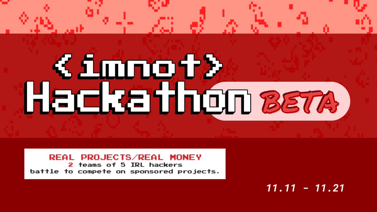 <imnotHackathon> BETA🚀
Combining the most exciting elements of creativity &amp; technology into a distinctive Cyberjam

🗣️for devs, designers, artists, marketers &amp; researchers - launching 11.11

LEARN MORE📖 cyberjam.art

SIGN UP TO HACK 🧑‍💻airtable.com/appjeo06AjrWhQ…