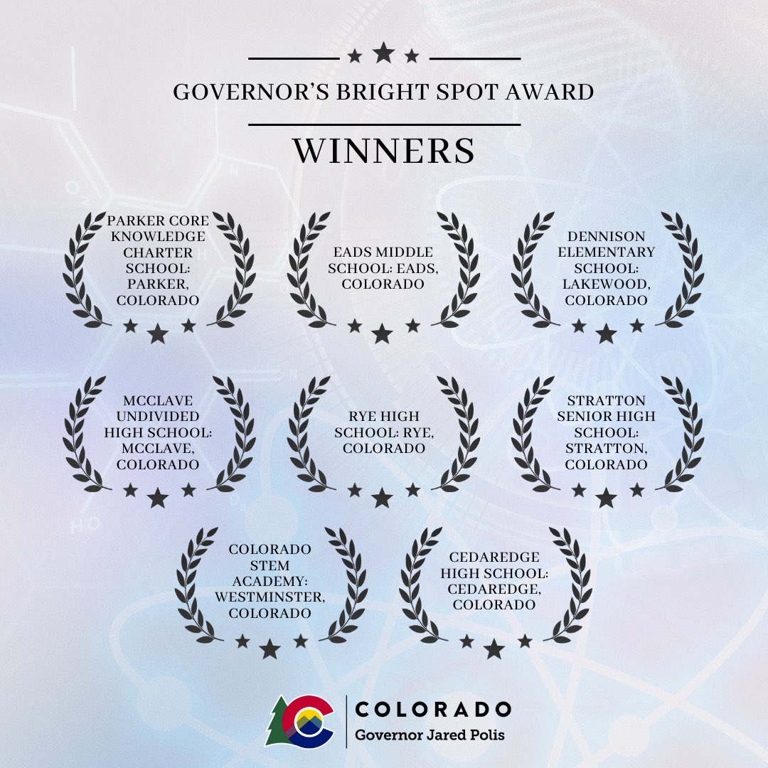 GovofCO's tweet photo. Congratulations to the 16 schools recognized who are helping their students succeed in science. I'm excited to hear how each school utilizes this funding to enhance educational opportunities. https://t.co/oRW6ebwuUn