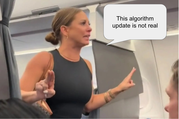 sarahberm's tweet photo. every newsrooms' SEO team right now with the announcement of yet another google core algorithm update https://t.co/xp6VFLEZAk