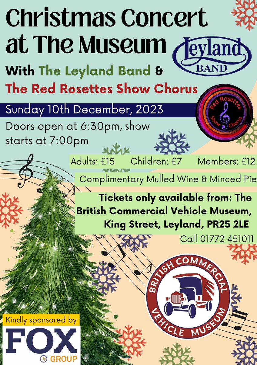 British Commercial Vehicle Museum #BCVM (@bcvmleyland) on Twitter photo ๐ CHRISTMAS CONCERT AT THE MUSEUM... ๐
We're thrilled that our #Christmas #Concert will be returning for its 3rd year ๐โ๏ธ๐ถ Join us on 10.12.23,for a selection of Christmas music and songs performed by the amazing <a href="/LeylandBand/">Leyland Band</a> & <a href="/RosettesRed/">TheRedRosettes</a>
Thank you <a href="/foxbrothersltd/">Fox Brothers</a> โค๏ธ ๐ CHRISTMAS CONCERT AT THE MUSEUM... ๐
We're thrilled that our #Christmas #Concert will be returning for its 3rd year ๐โ๏ธ๐ถ Join us on 10.12.23,for a selection of Christmas music and songs performed by the amazing <a href="/LeylandBand/">Leyland Band</a> & <a href="/RosettesRed/">TheRedRosettes</a>
Thank you <a href="/foxbrothersltd/">Fox Brothers</a> โค๏ธ