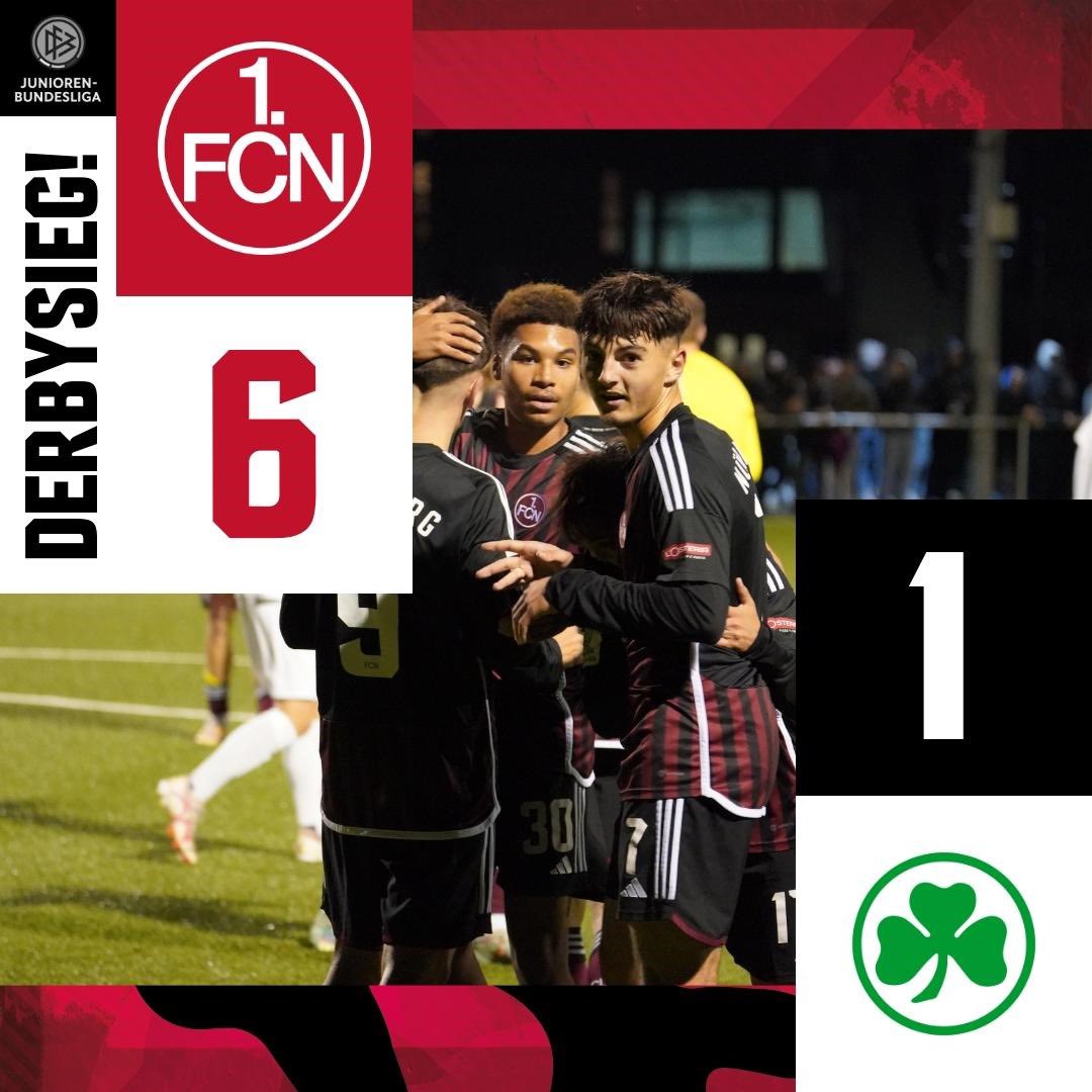 FEIERABEND!🙌

DIE #FCNU19 IST DERBYSIEGER!!🔴⚫️

GEILES DING, JUNGS!❤️

#fcn | #fcnnlz | #jungundderbysieger
