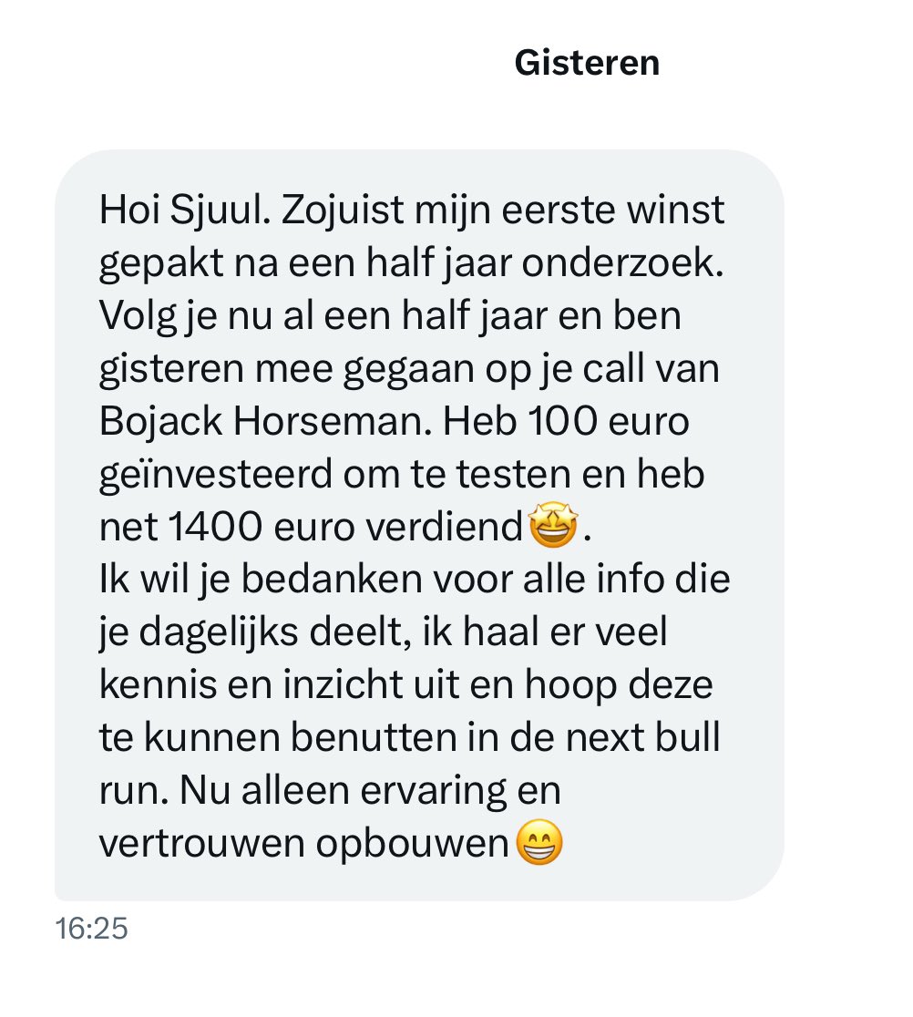 Doing what I do because of messages like these ❤️

Haters are NGMI guys.

We out here making 💰💰💰 on low cap coins daily. We don’t settle for mere 30% pumps and claim clout like some others 🧙

Brb, on the hunt for more gems! 💎 

PS: don’t forget to take profits, especially