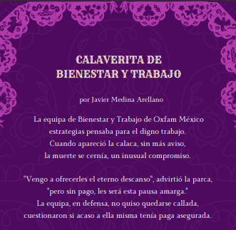 oxfammexico's tweet photo. Les compartimos la calaverita de #DiaDeMuertos que realizó @JavYolt, nuestro coordinador de Inclusión Social, 💀☠️ https://t.co/KW4HGWs9Y5