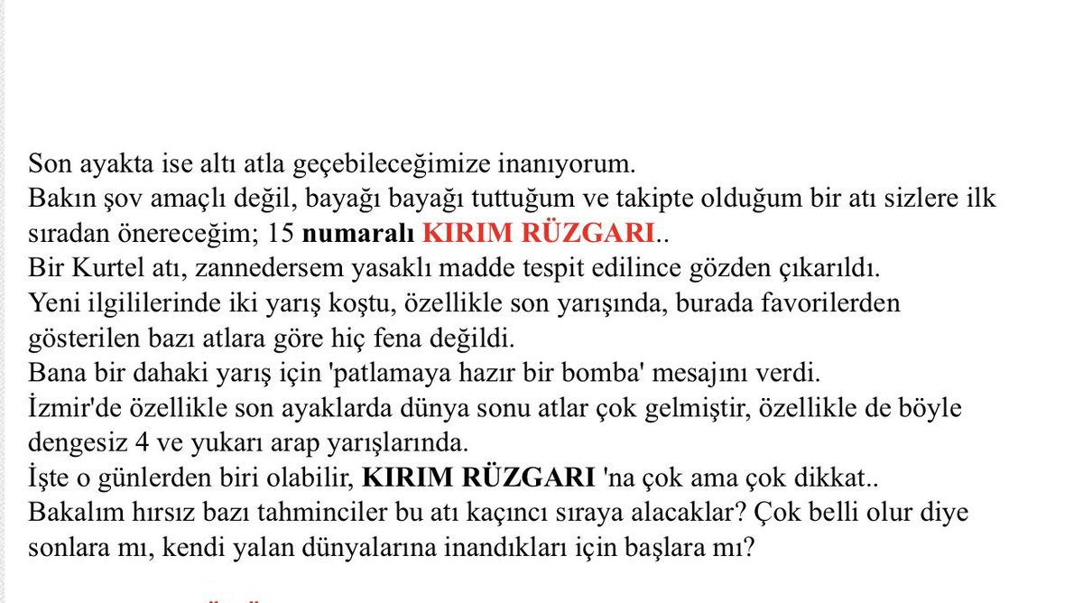 Evet altılımız tutmadı ama KIRIM RÜZGARI analizi fark yarattı..