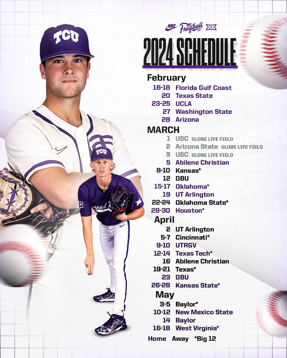 Your 2024 TCU Baseball schedule ... start making your plans now 😏 downloadable schedule ➡️ gofrogs.co/47dUorP #FrogballUSA | #GoFrogs