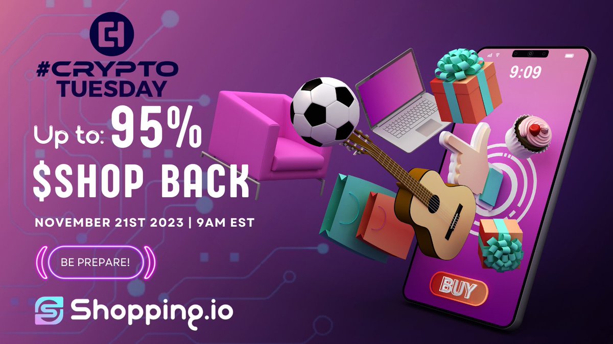 shopping_io's tweet photo. The most awaited day of the year is just around the corner...🚀 #CryptoTuesday !

On November 21st, kicking off at 9AM EST. Get ready for an epic shopping spree like no other, with the chance to grab up to 95% $SHOP BACK!

So mark your calendar because you DO NOT want to miss it out!🚀🛍💰

#ShoppingIO #ShopWithCrypto